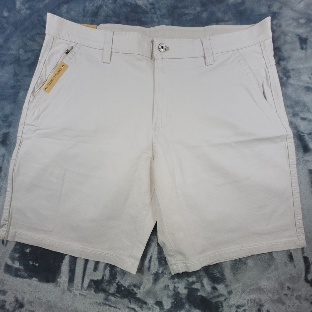 Weatherproof Mens Utility Shorts 38W 10 Inseam Cream Stretch Ripstop New NWT